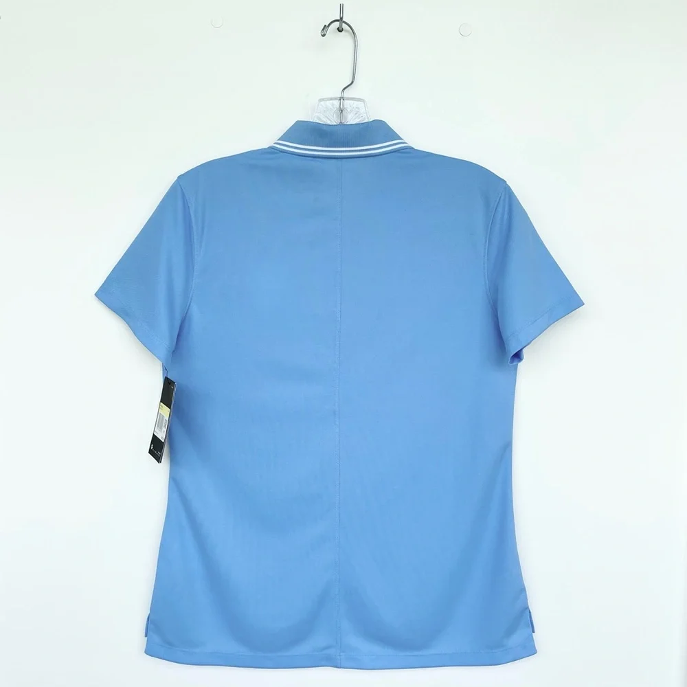 Nike Golf Polo Shirt Ladies  S Dri Fit Technology Logo Blue Standard Fit - Picture 7 of 14